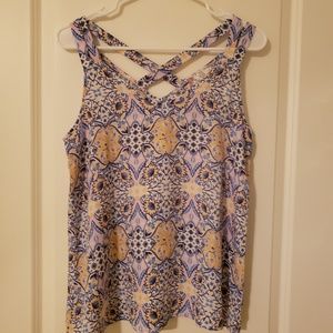 Pink Rose, Blue & Yellow Floral Paisley Tank Top